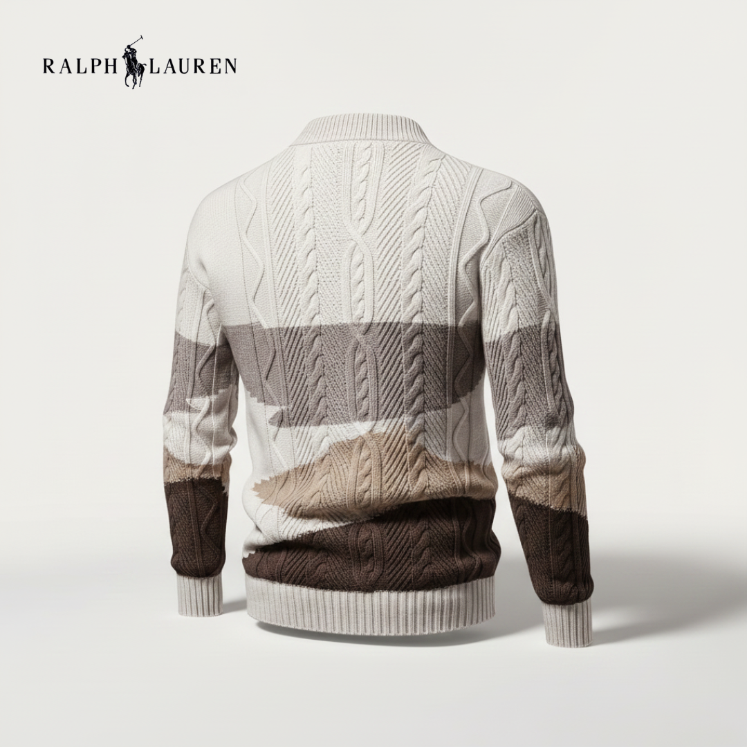 Block Stripe Cable Knit Sweater